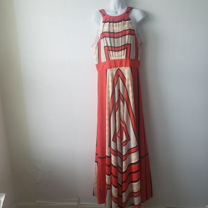 Eliza J Scarf Print Crepe De Chine Fit & Flare Maxi Dress In Multi size 12
